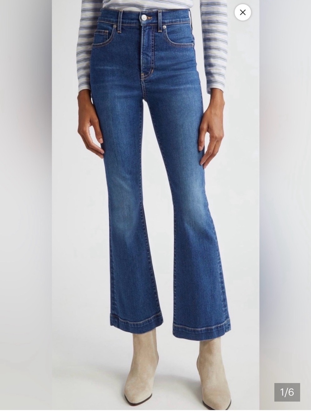 Veronica Beard Medium Wash Flare Jeans - Light Blue Carson ankle flare
